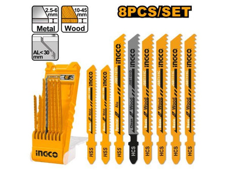 Ingco 8 Pieces Jig Saw Blade Set