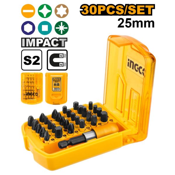 Ingco 30 Pieces 25 mm Impact screwdriver bits set