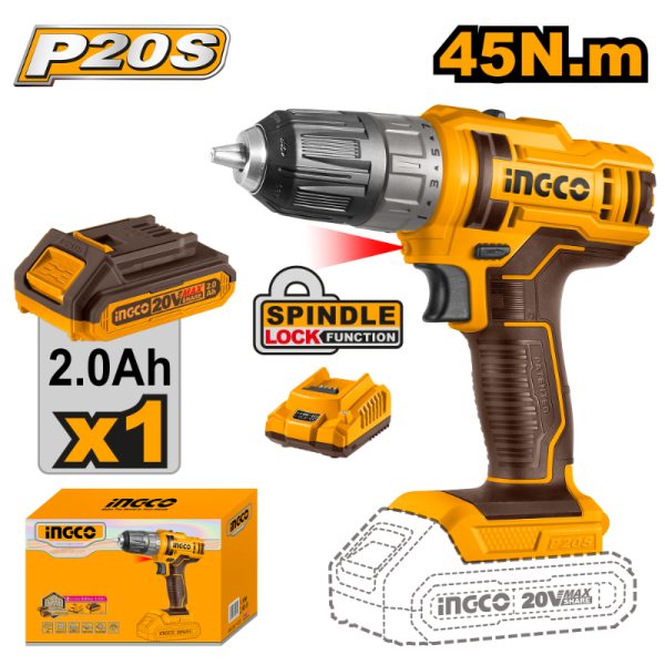 Ingco 20V Lithium-Ion Cordless Drill