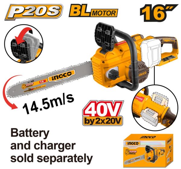 Ingco Lithium-Ion Chain Saw (40V)