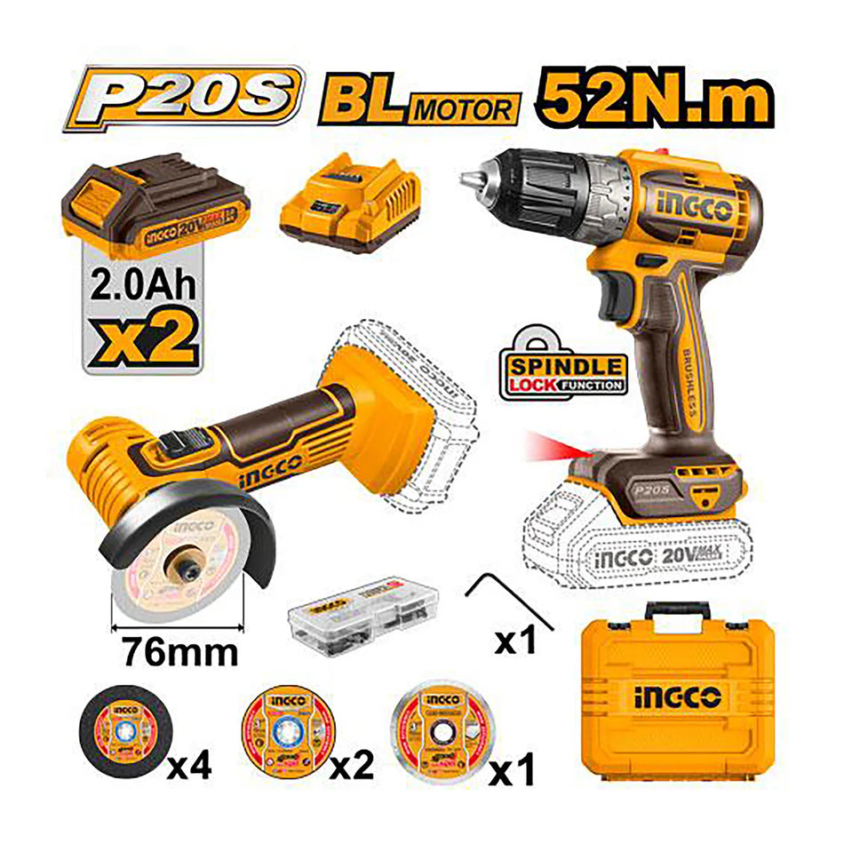 Ingco Lithium-Ion Cordless 2 Pcs Combo Kit