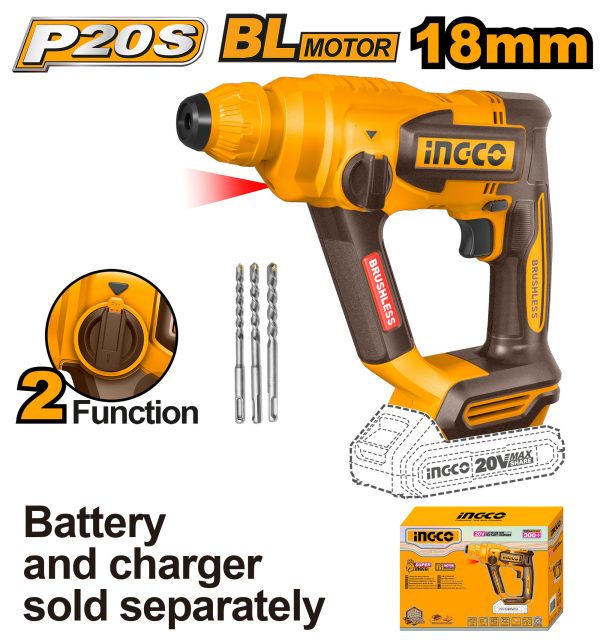 Ingco Lithium-Ion Rotary Hammer (20V)