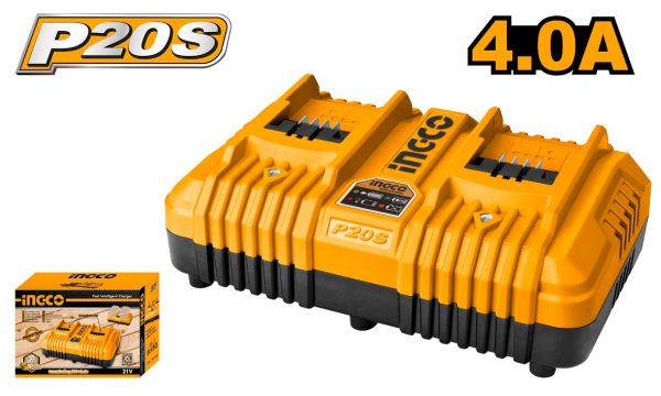 Ingco P20S 2-Port Lithium-Ion Battery Charger (20V)