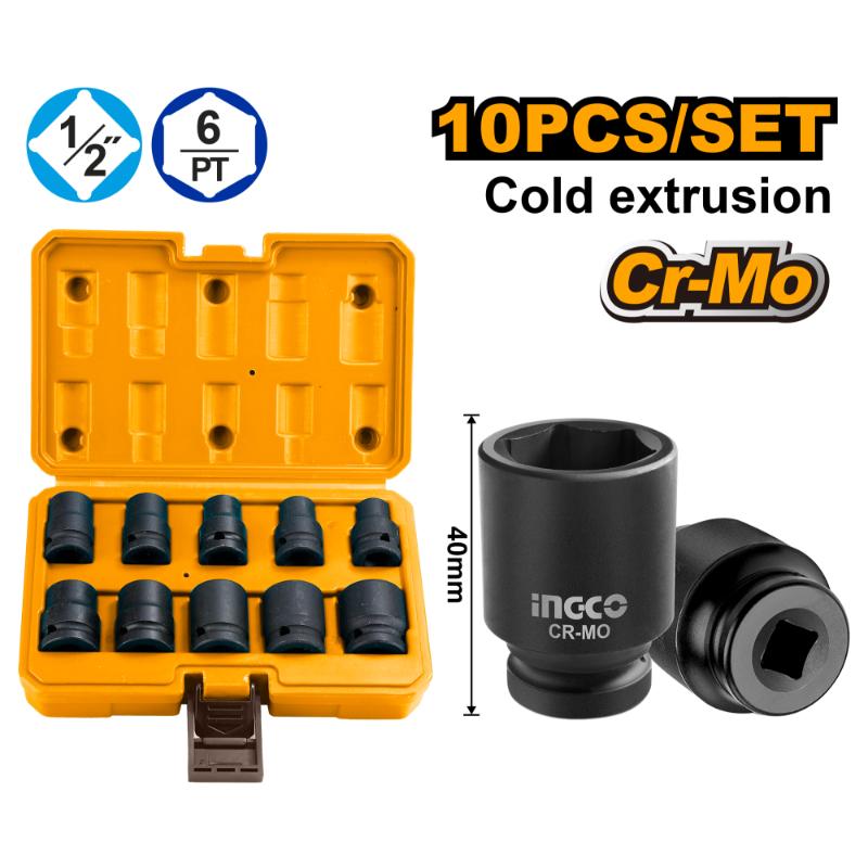 Ingco 10 Pcs 1/2"DR. impact socket set