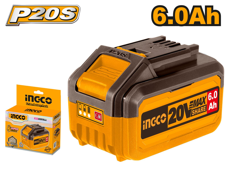 Ingco P20S 6Ah Lithium-ion Battery Pack (20V)